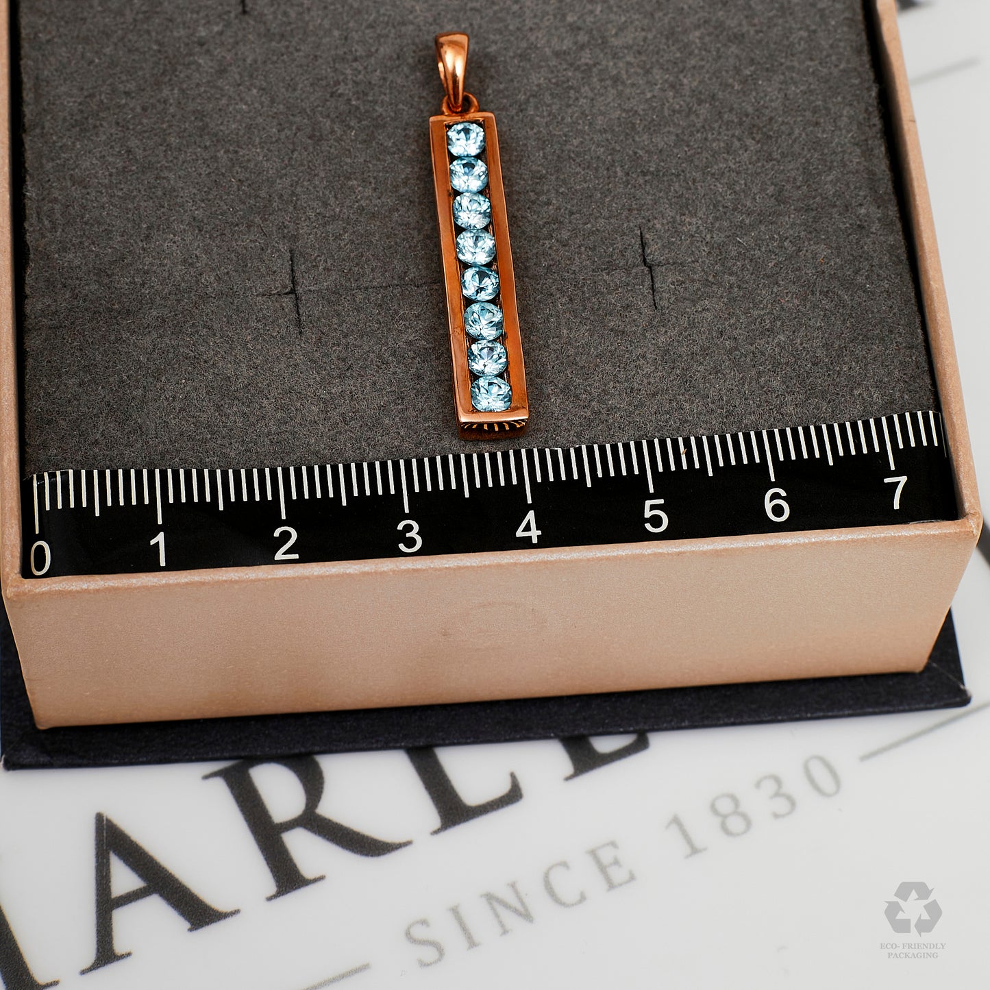 Pre-Owned 9ct Rose Gold & Blue Zircon Drop Pendant