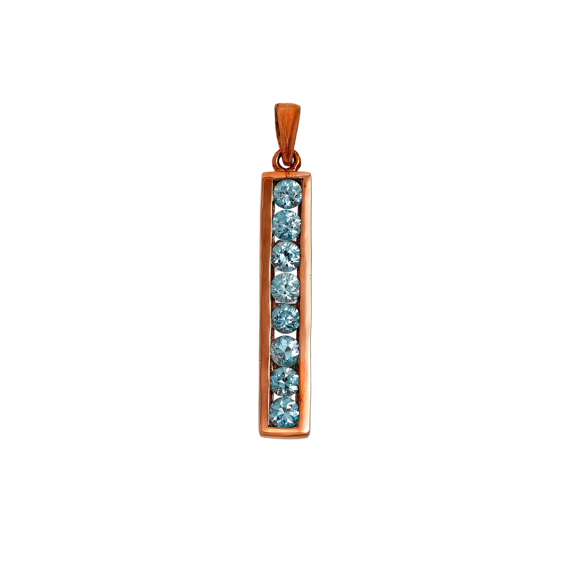 Pre-Owned 9ct Rose Gold & Blue Zircon Drop Pendant 