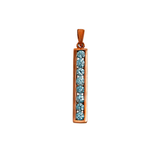Pre-Owned 9ct Rose Gold & Blue Zircon Drop Pendant 