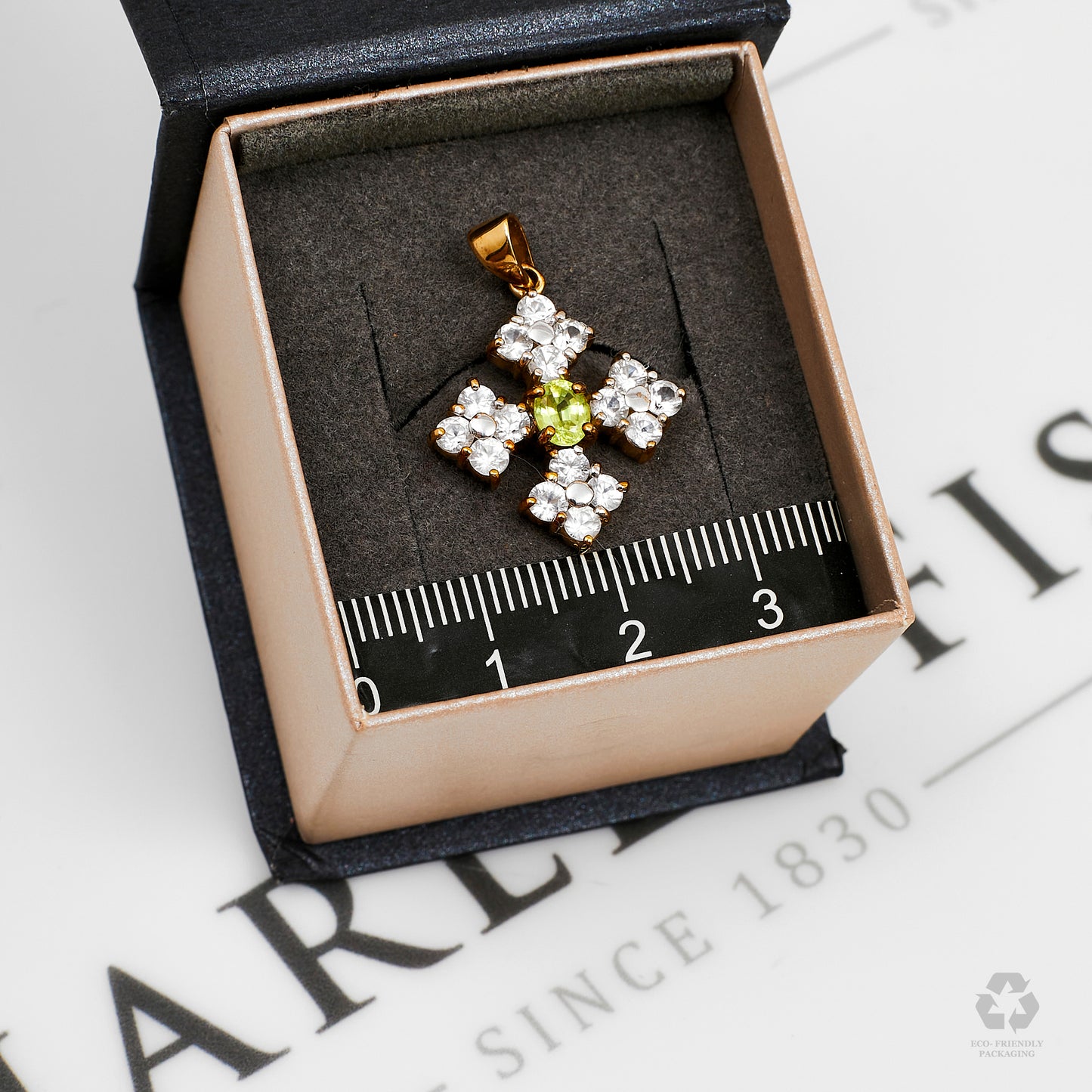 Pre-Owned 9ct Gold Chrysoberyl & White Zircon Pendant