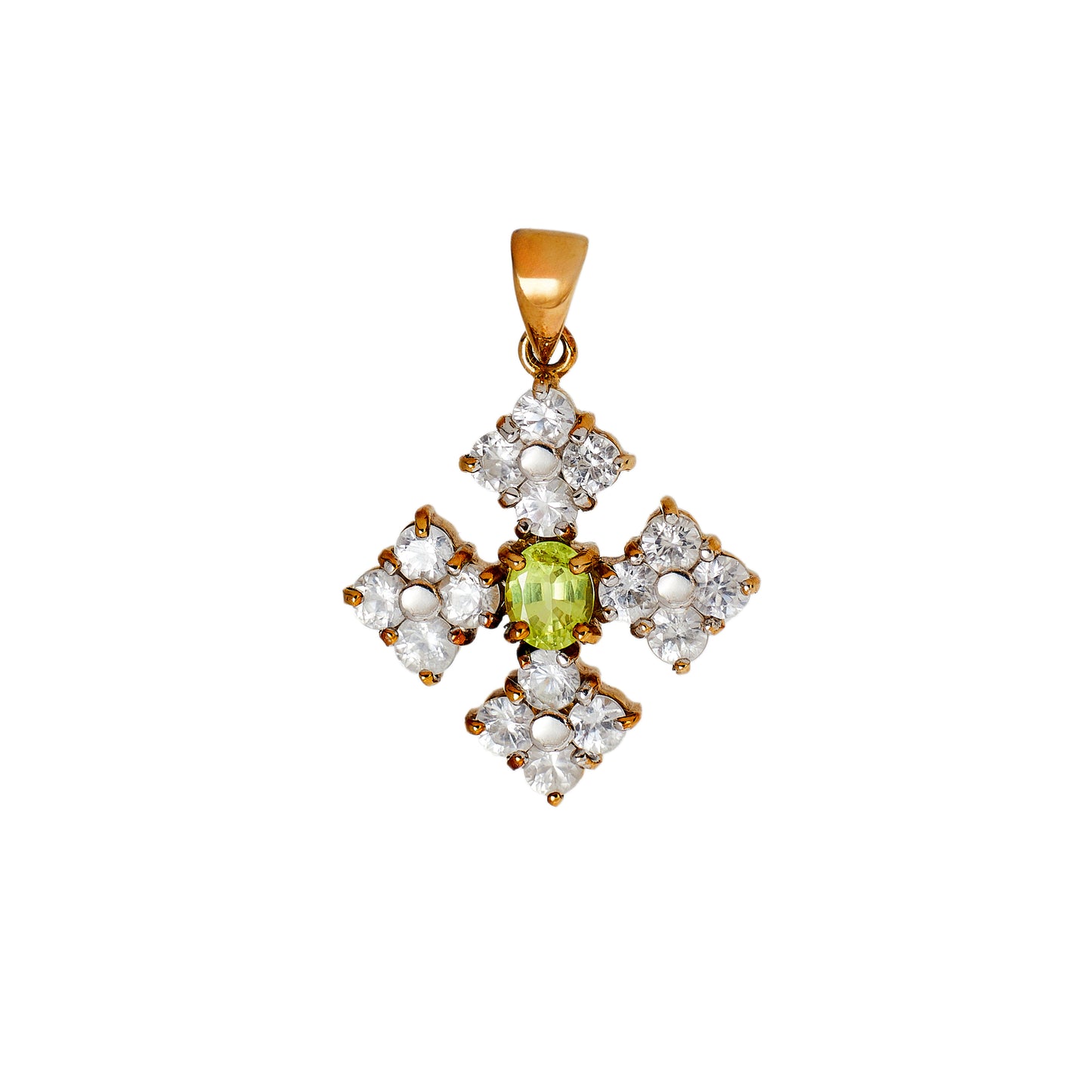 Pre-Owned 9ct Gold Chrysoberyl & White Zircon Pendant