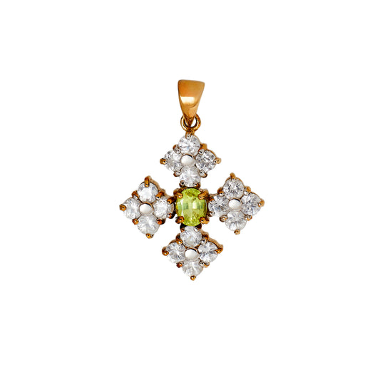 Pre-Owned 9ct Gold Chrysoberyl & White Zircon Pendant