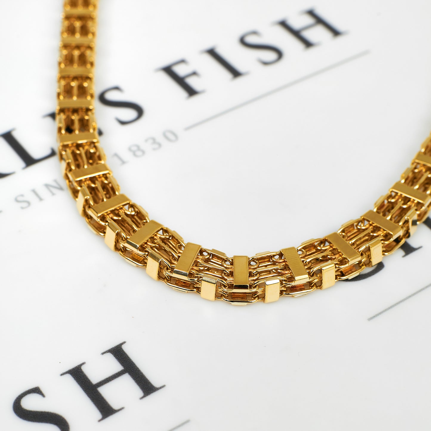 Pre-Owned 9ct Gold 3 Row Oval Link Necklace 20 Inch