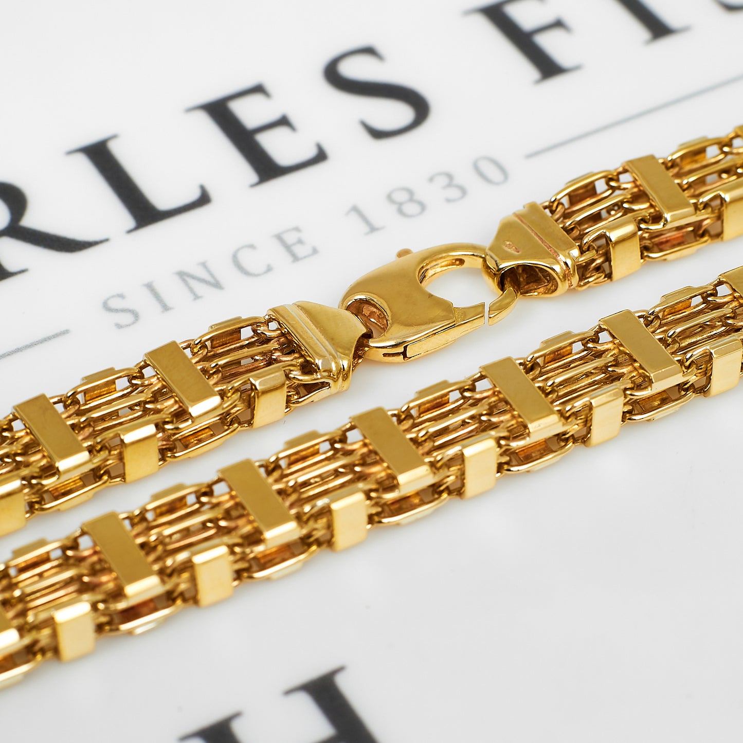 Pre-Owned 9ct Gold 3 Row Oval Link Necklace 20 Inch