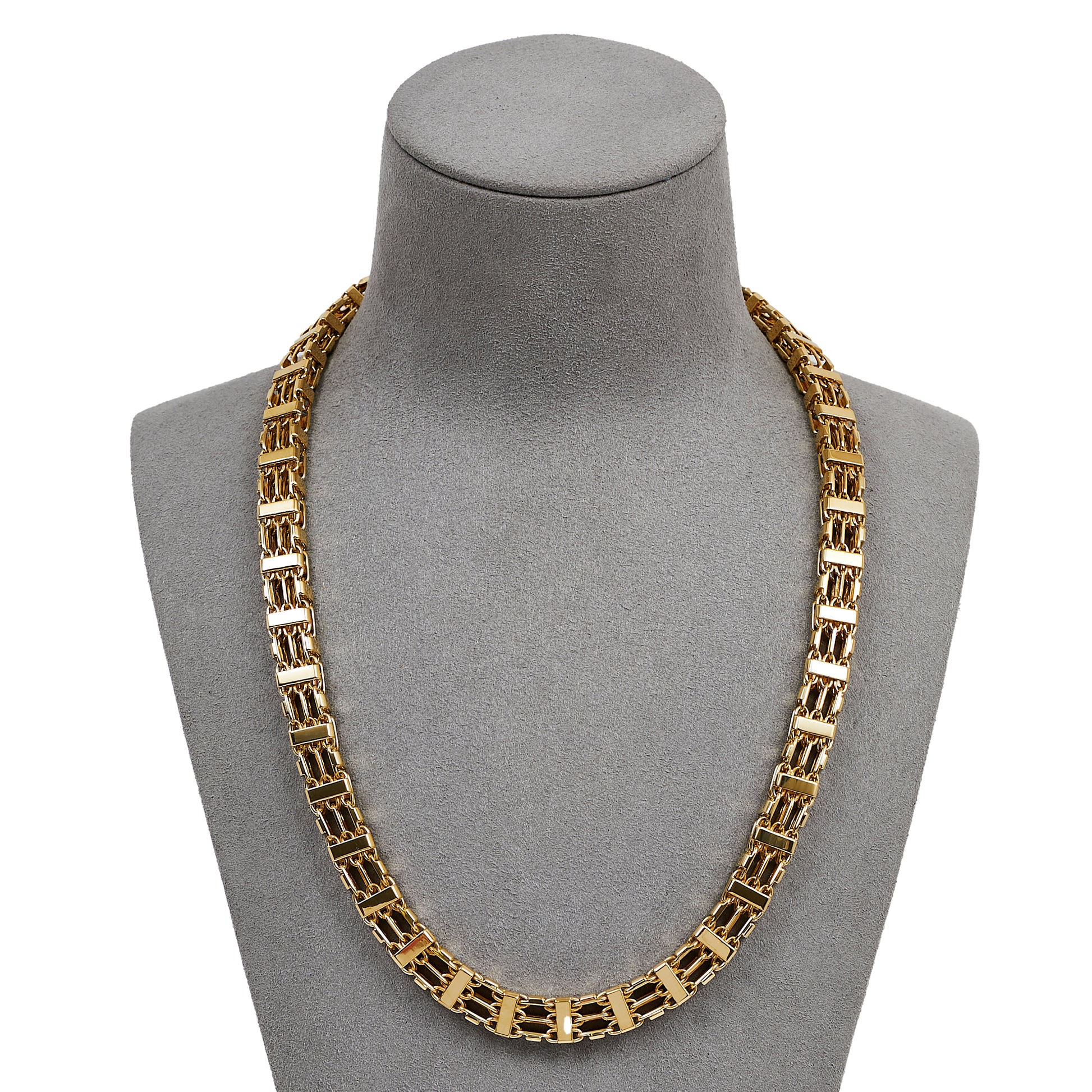 Pre-Owned 9ct Gold 3 Row Oval Link Necklace 20 Inch