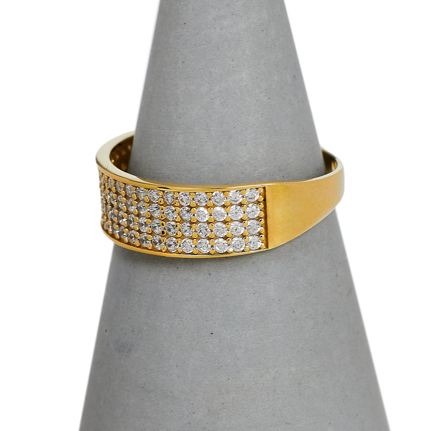 Pre-Owned 9ct Gold 4 Row CZ Band Ring Size M