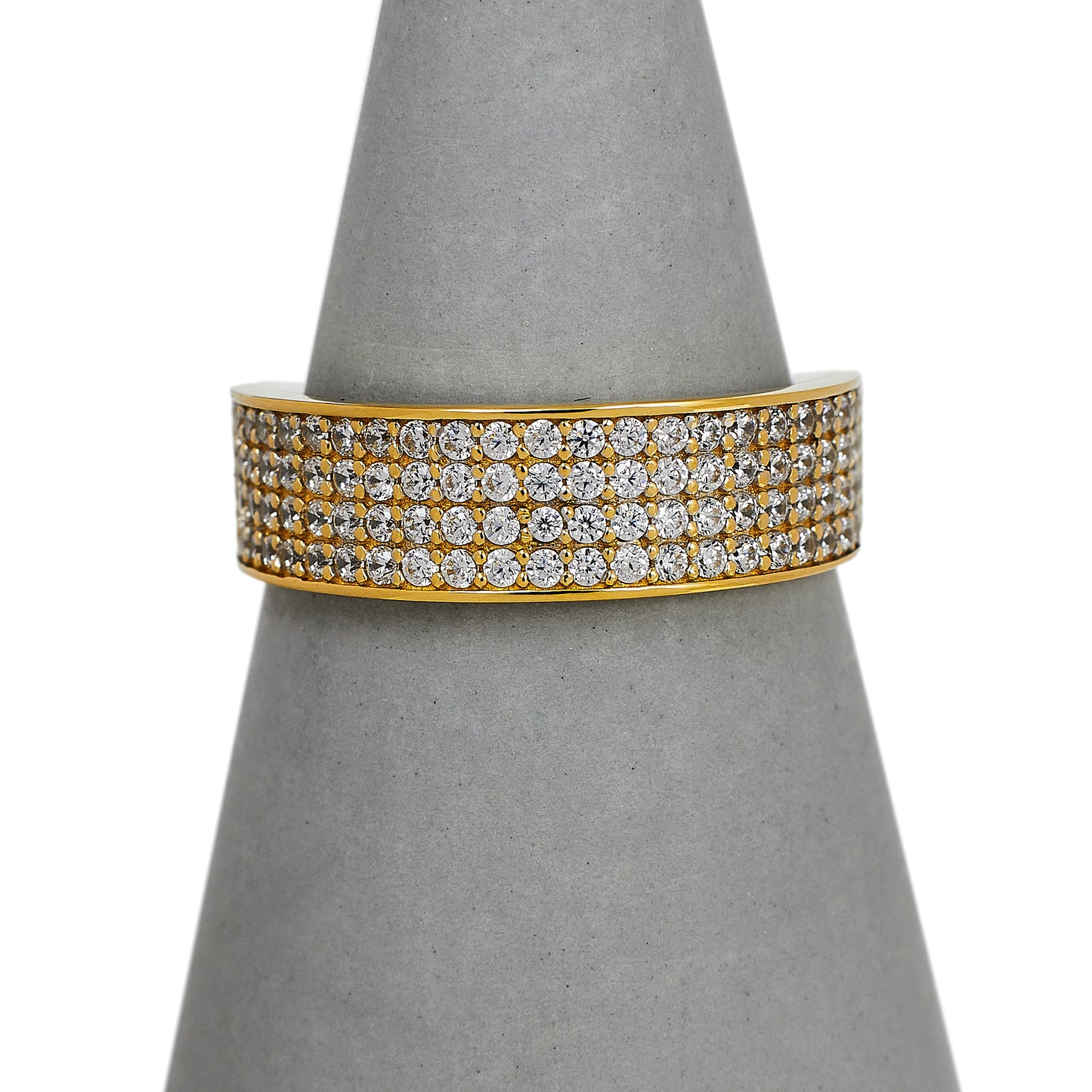 Pre-Owned 9ct Gold 4 Row CZ Band Ring Size M