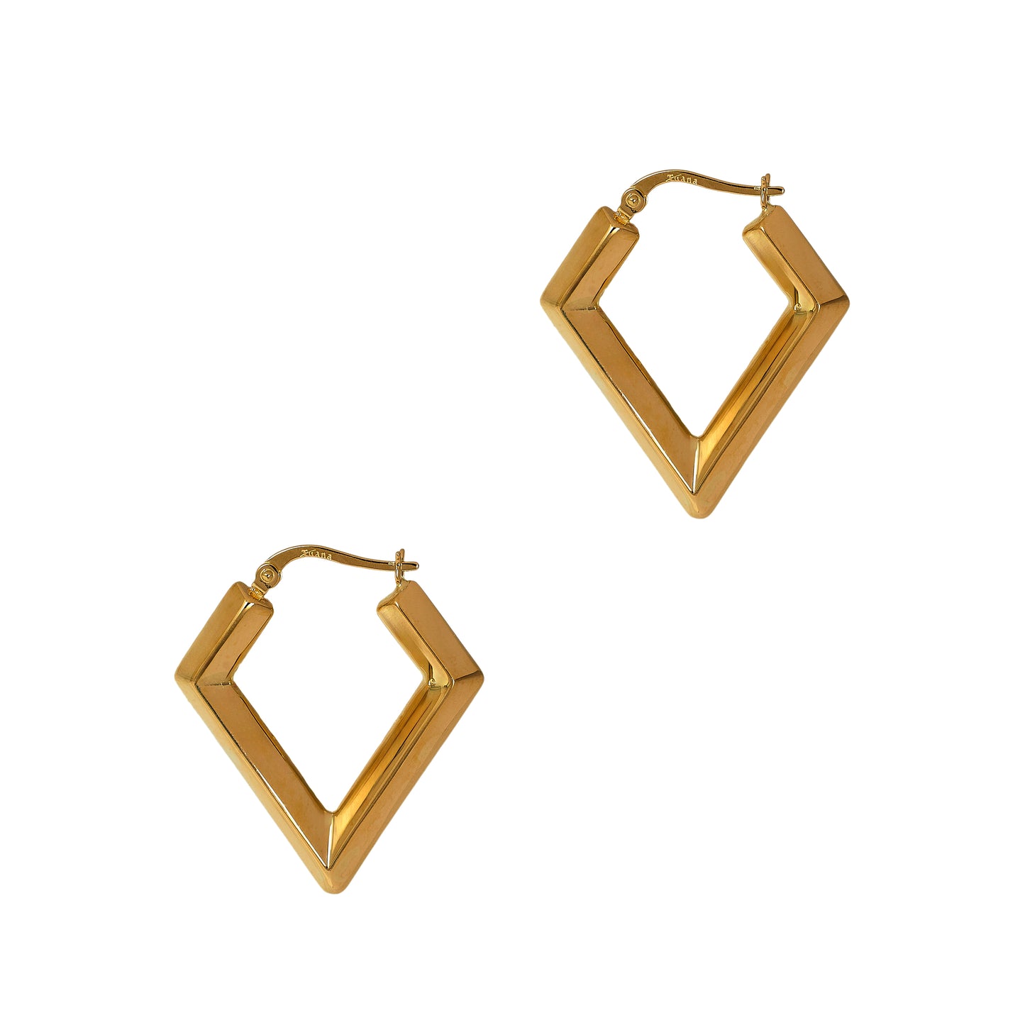 Pre-Owned 14ct Gold Diamond Shaped Creole Hoop Earrings