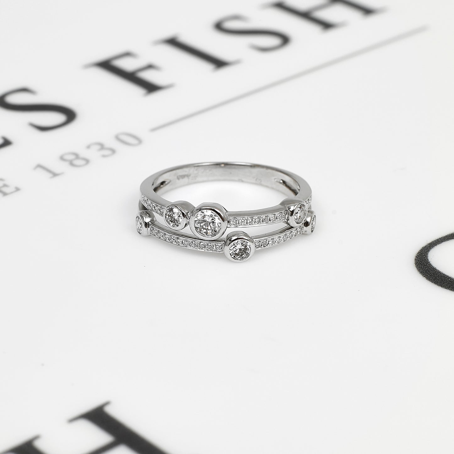 Pre-Owned 18ct White Gold 2 Row Diamond Ring