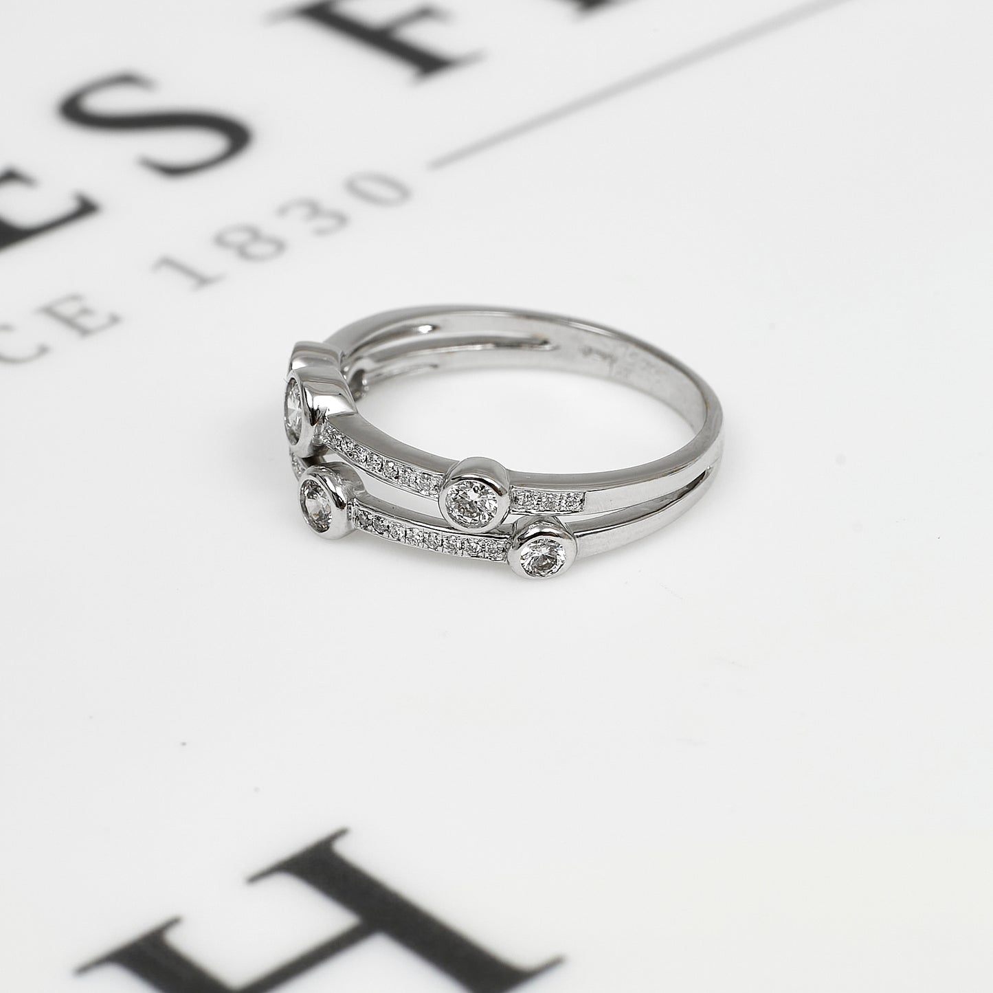 Pre-Owned 18ct White Gold 2 Row Diamond Ring