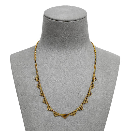 Pre-Owned 14ct Gold Bead Triangle Design Collar Necklace