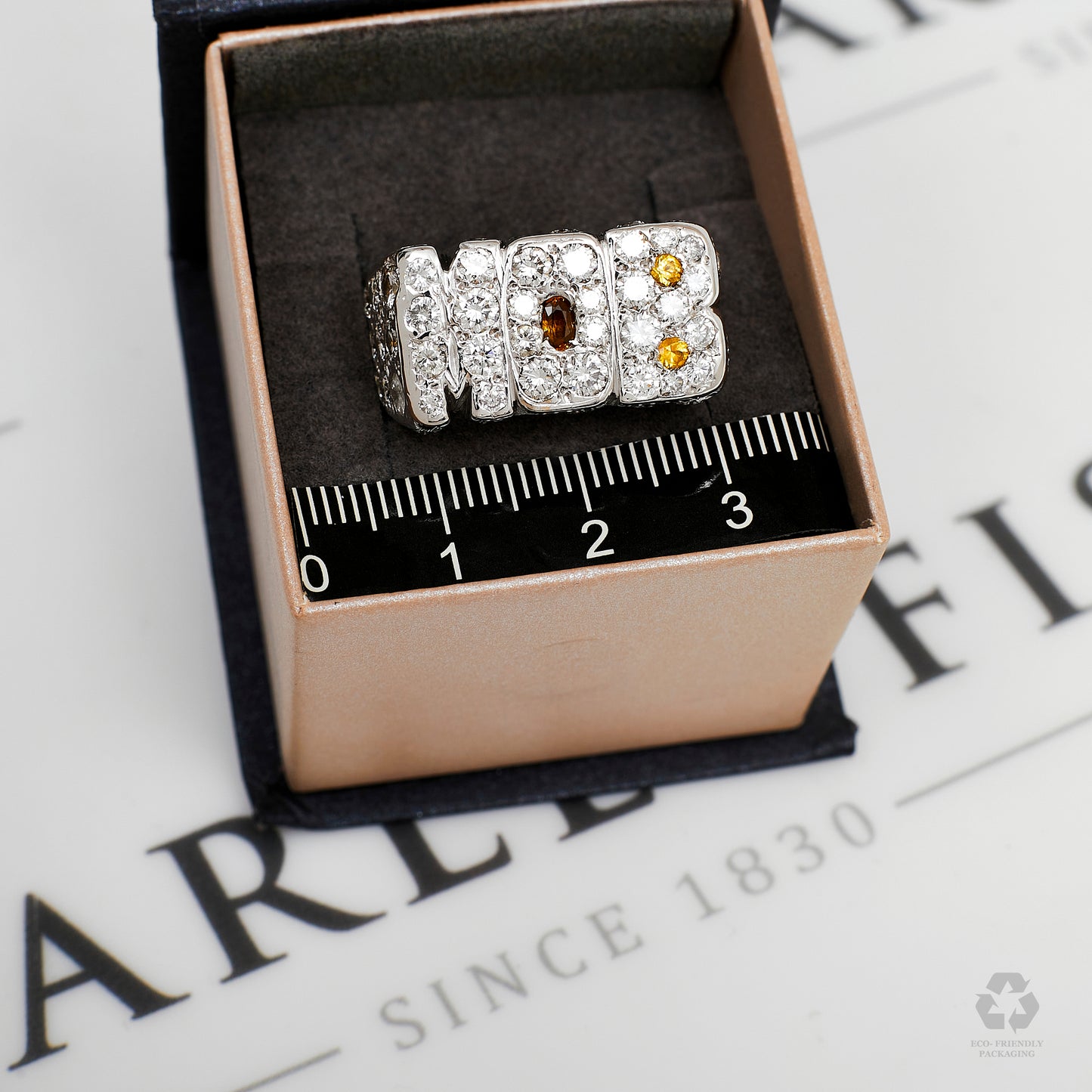 Pre-Owned 14ct White Gold & Diamond MOB Ring Size O