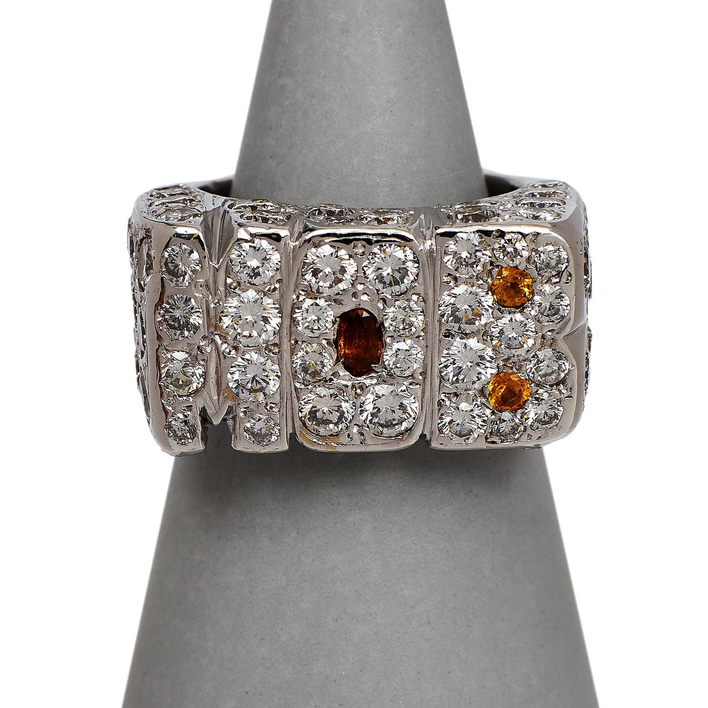 Pre-Owned 14ct White Gold & Diamond MOB Ring Size O