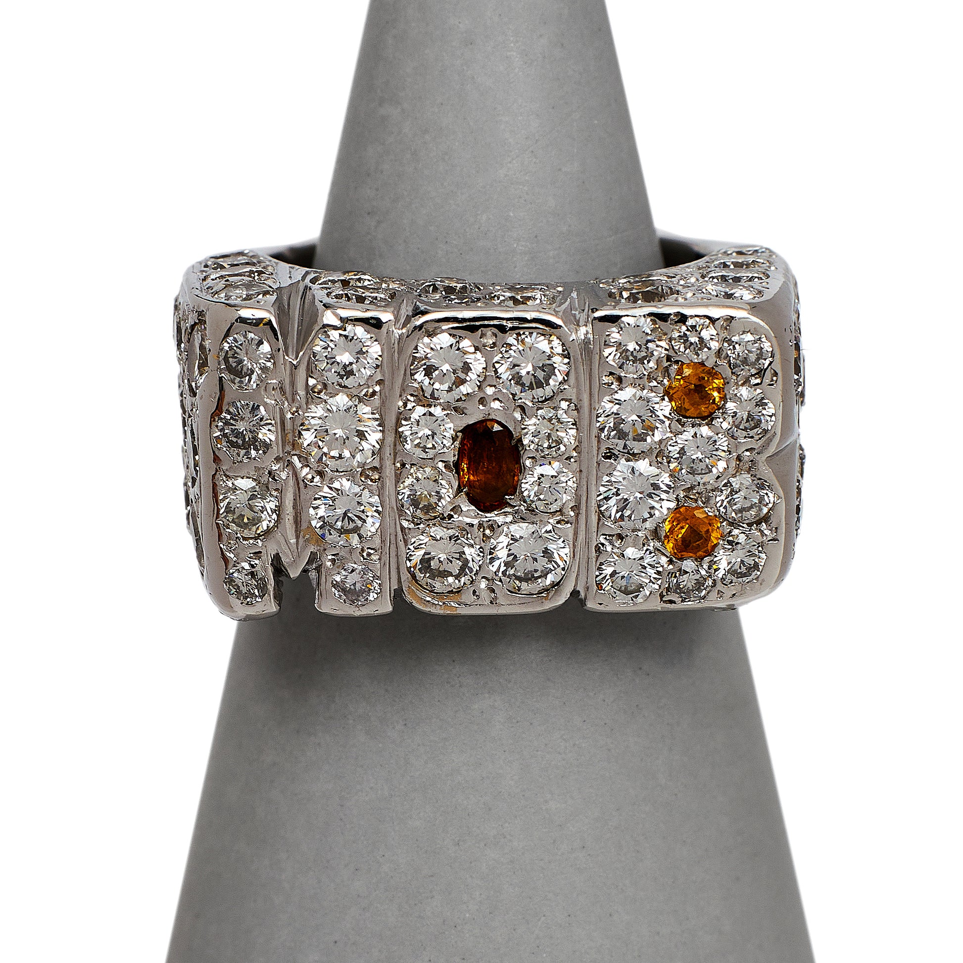 Pre-Owned 14ct White Gold & Diamond MOB Ring Size O