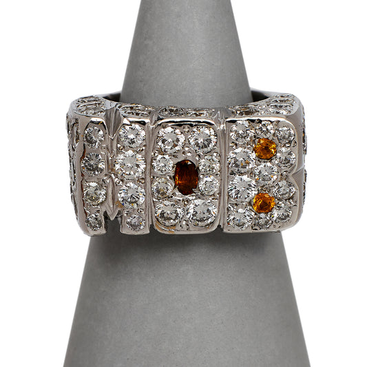 Pre-Owned 14ct White Gold & Diamond MOB Ring Size O
