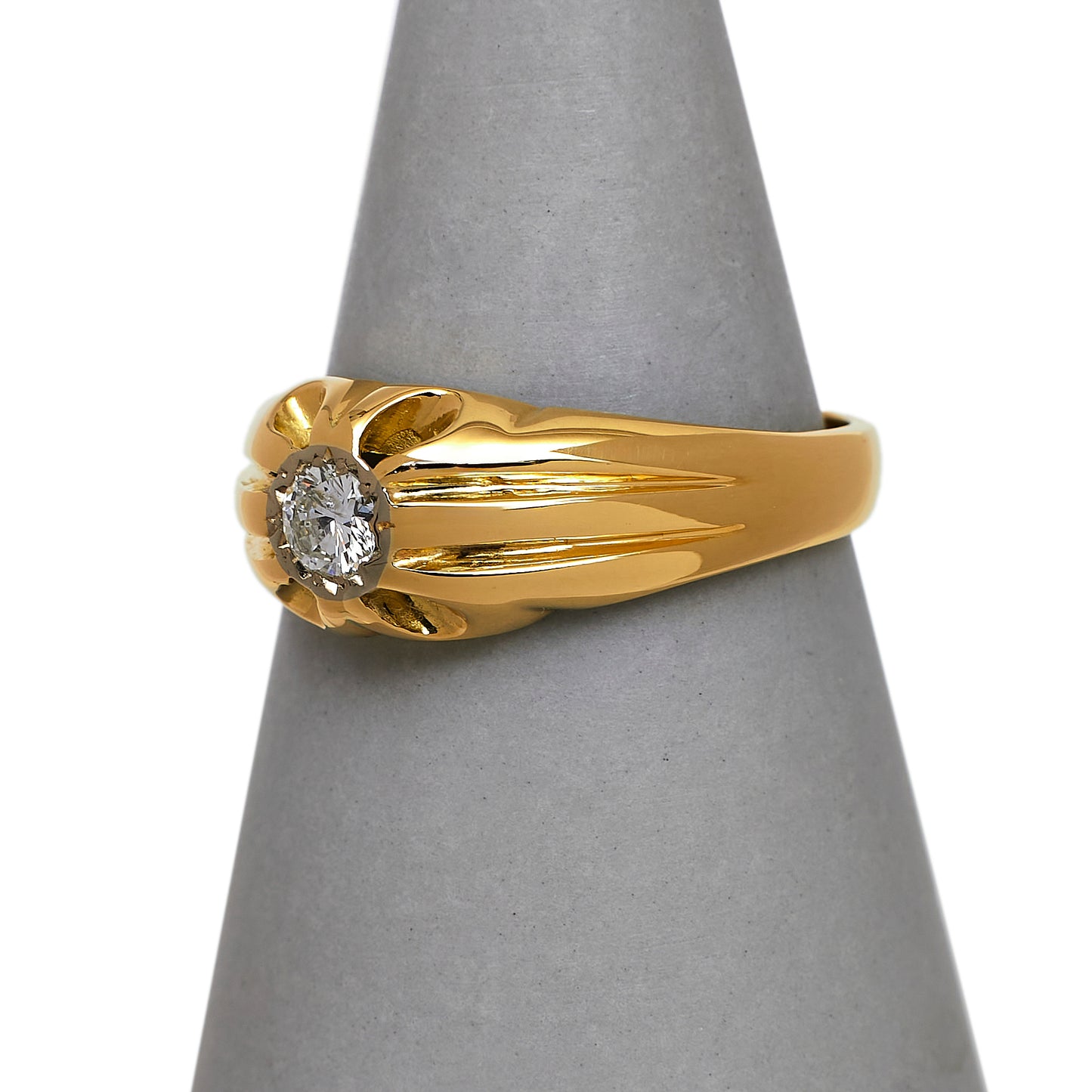 Pre-Owned 18ct Gold & Diamond Mens Gypsy Ring Size X