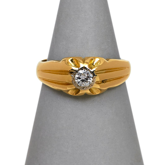 Pre-Owned 18ct Gold & Diamond Mens Gypsy Ring Size X