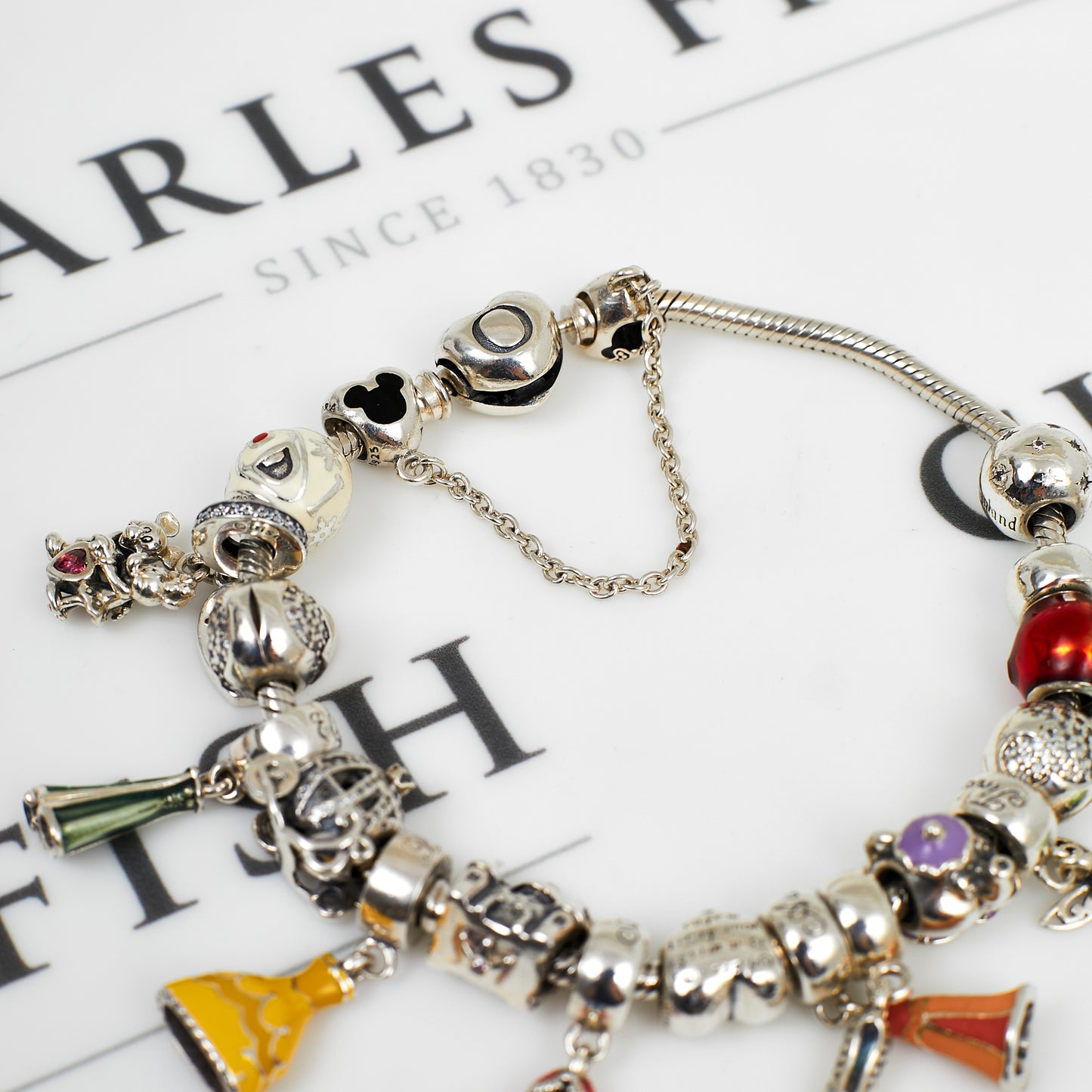 Pre-Owned Silver Pandora Disney Theme Bracelet & 18 Charms