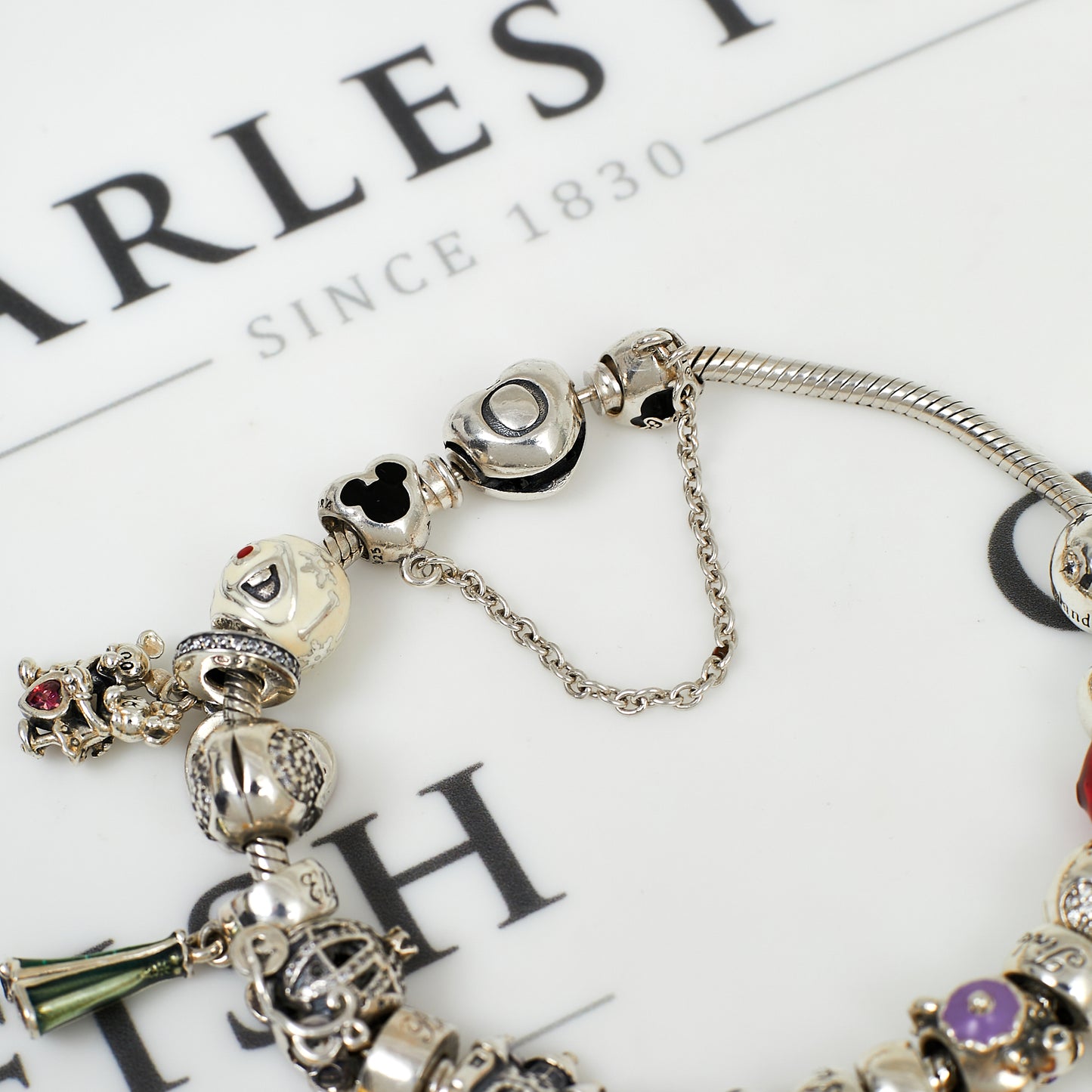 Pre-Owned Silver Pandora Disney Theme Bracelet & 18 Charms