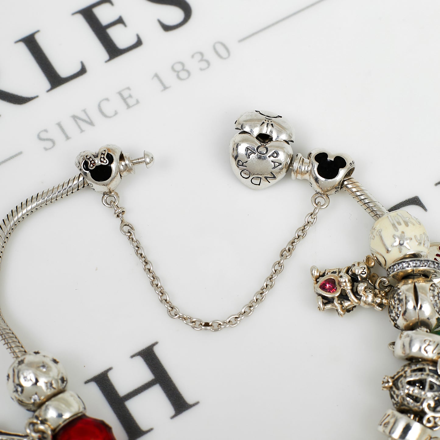 Pre-Owned Silver Pandora Disney Theme Bracelet & 18 Charms