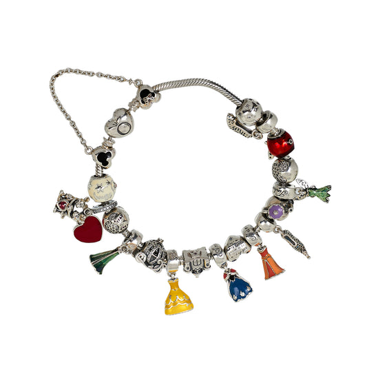 Pre-Owned Silver Pandora Disney Theme Bracelet & 18 Charms