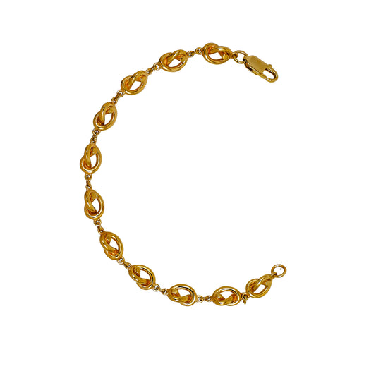 Pre-Owned 9ct Gold Pretzel Knot Link Bracelet  7 Inch 