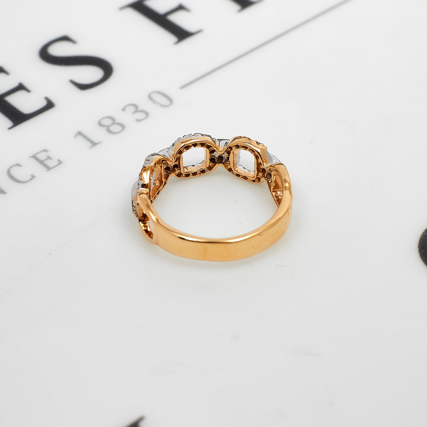 Pre-Owned 9ct Gold Open Circles Diamond Dress Ring Size N