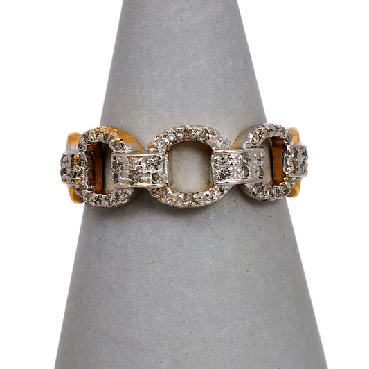 Pre-Owned 9ct Gold Open Circles Diamond Dress Ring Size N