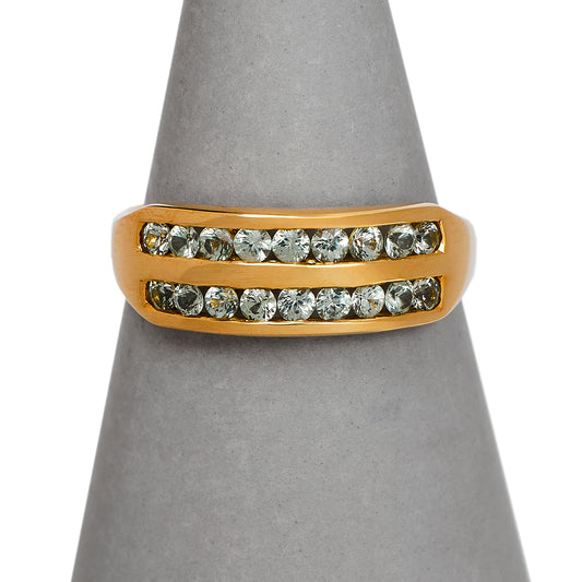Pre-Owned 9ct Gold 2 Row Quartz Ring Size Q