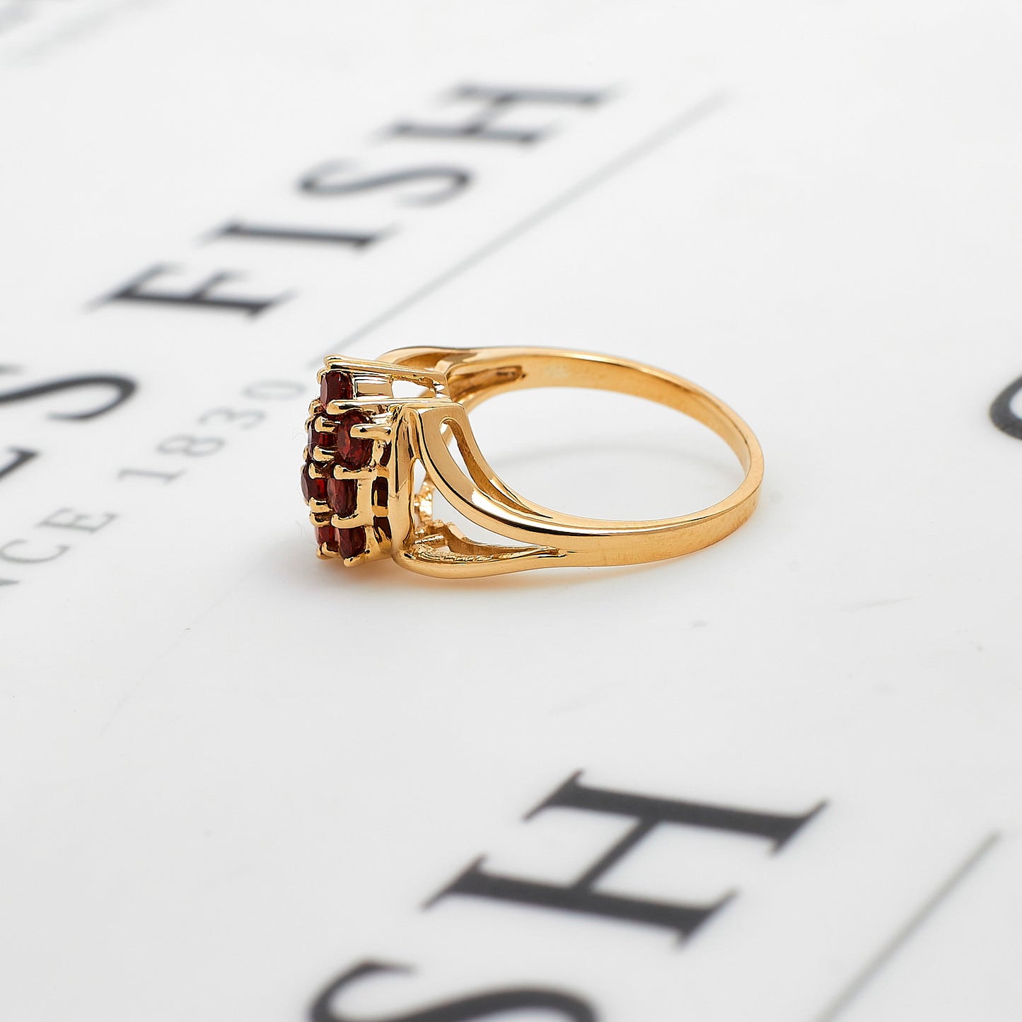 Pre-Owned 9ct Gold Spessartine Garnet Cluster Ring Size N