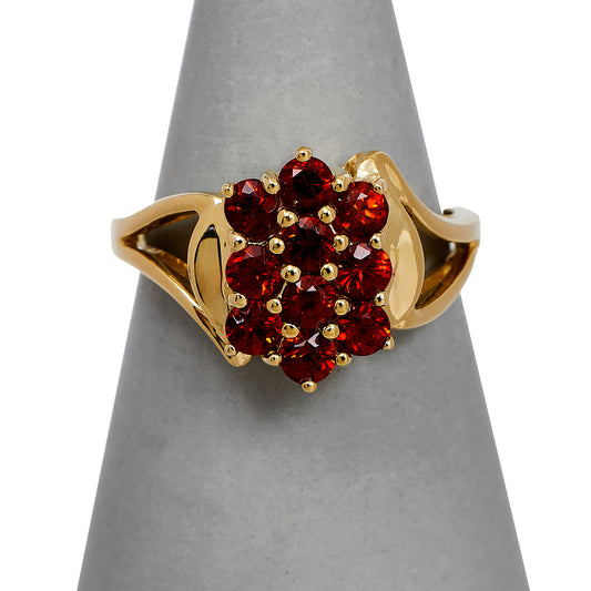 Pre-Owned 9ct Gold Spessartine Garnet Cluster Ring Size N