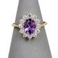 Pre-Owned 9ct Gold Oval Amethyst & CZ Cluster Ring Size M
