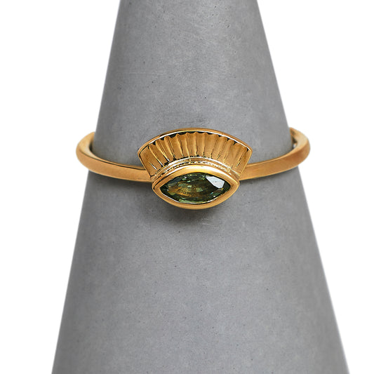 Pre-Owned 9ct Gold Quartz Evil Eye Ring Size P