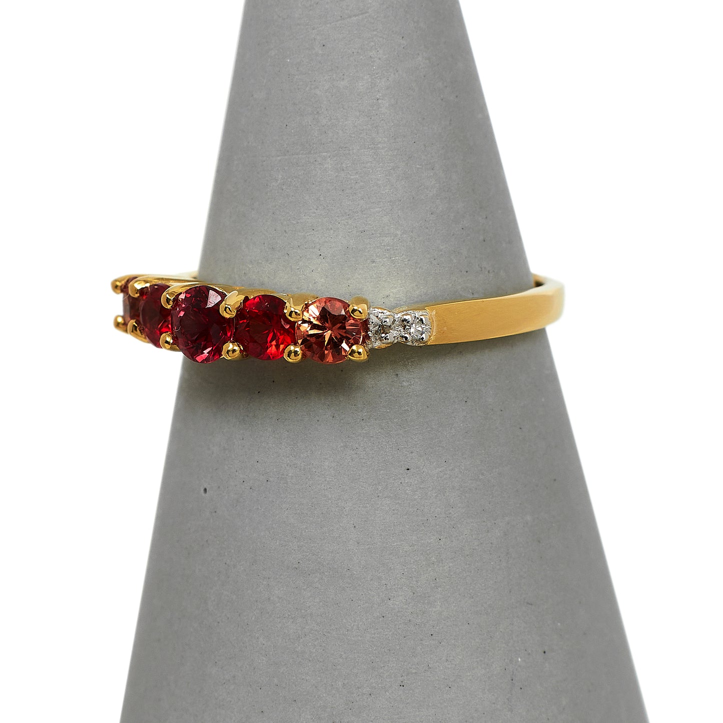 Pre-Owned 9ct Gold Beryllium Treated Sapphire & Diamond Ring