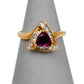 Pre-Owned 9ct Gold Triangular Garnet & Diamond Ring Size N