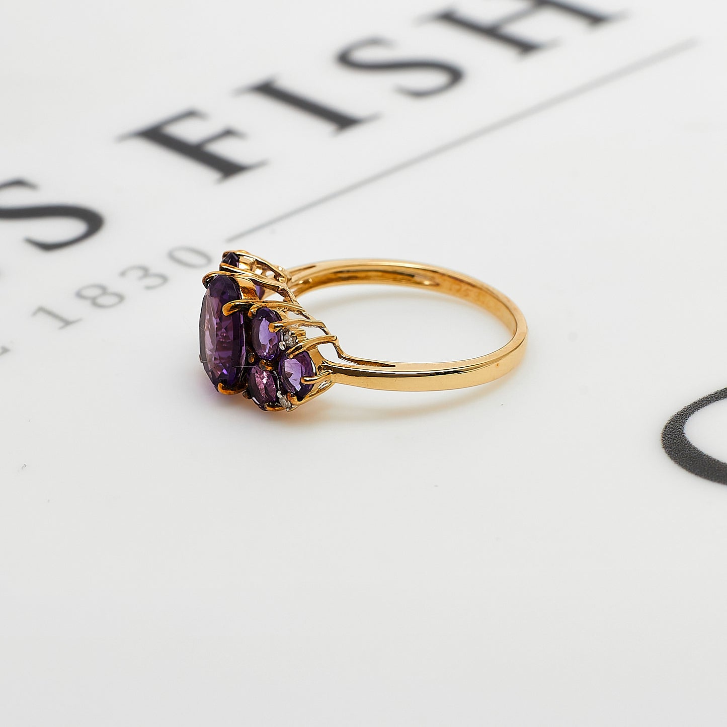 Pre-Owned 9ct Gold Amethyst & Diamond Ring Size N