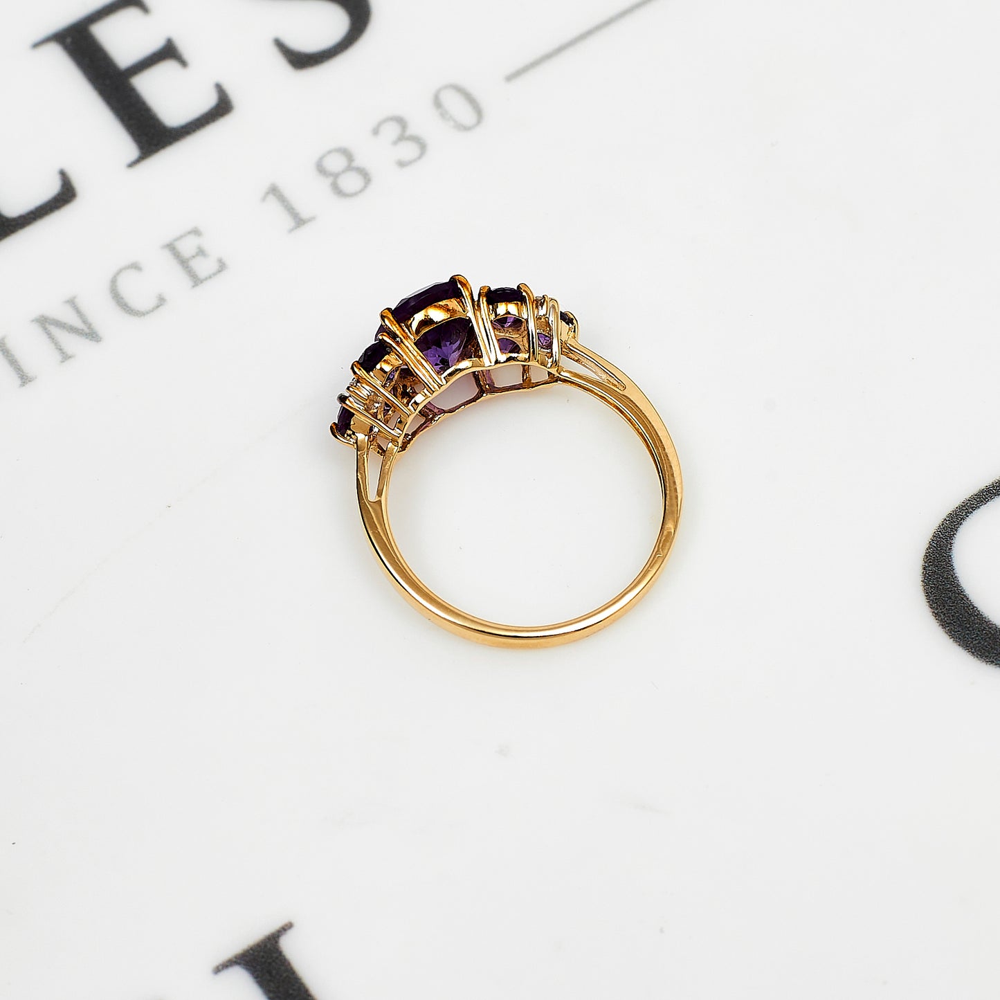 Pre-Owned 9ct Gold Amethyst & Diamond Ring Size N