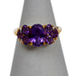 Pre-Owned 9ct Gold Amethyst & Diamond Ring Size N