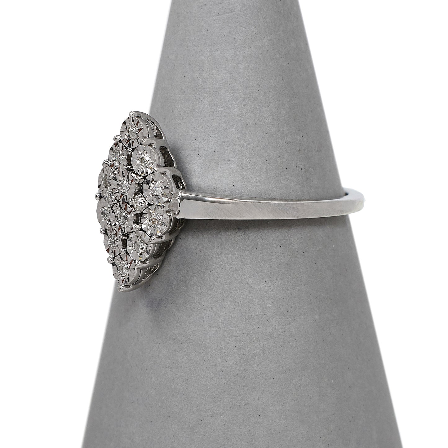 Pre-Owned 9ct White Gold Rhombus Shape Diamond Cluster Ring