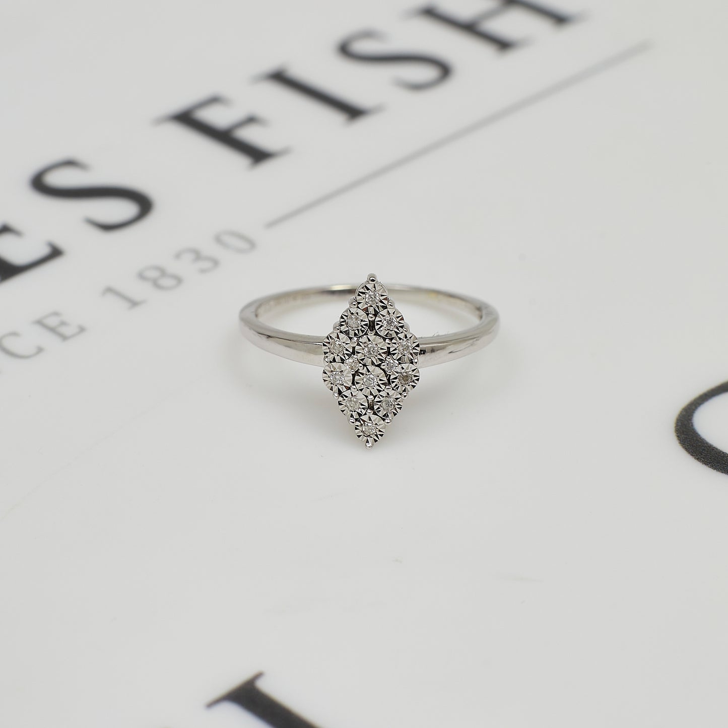 Pre-Owned 9ct White Gold Rhombus Shape Diamond Cluster Ring