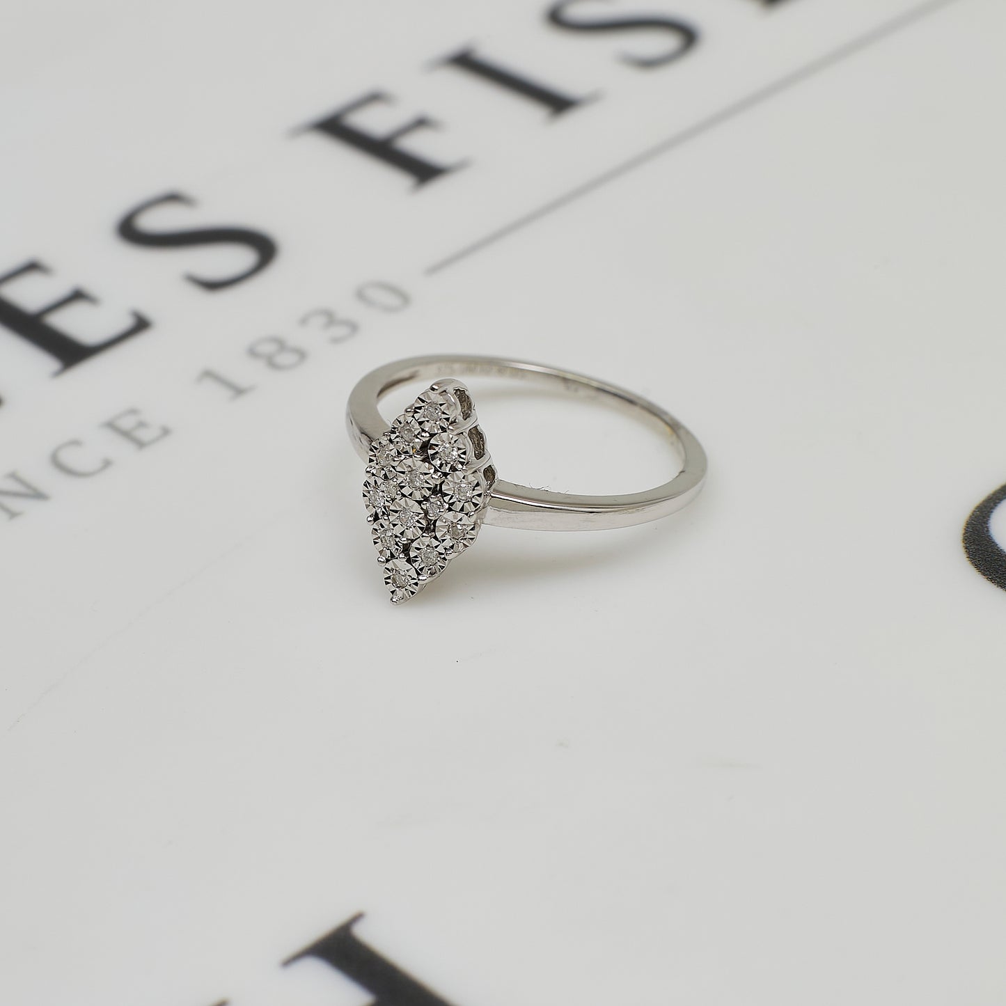 Pre-Owned 9ct White Gold Rhombus Shape Diamond Cluster Ring