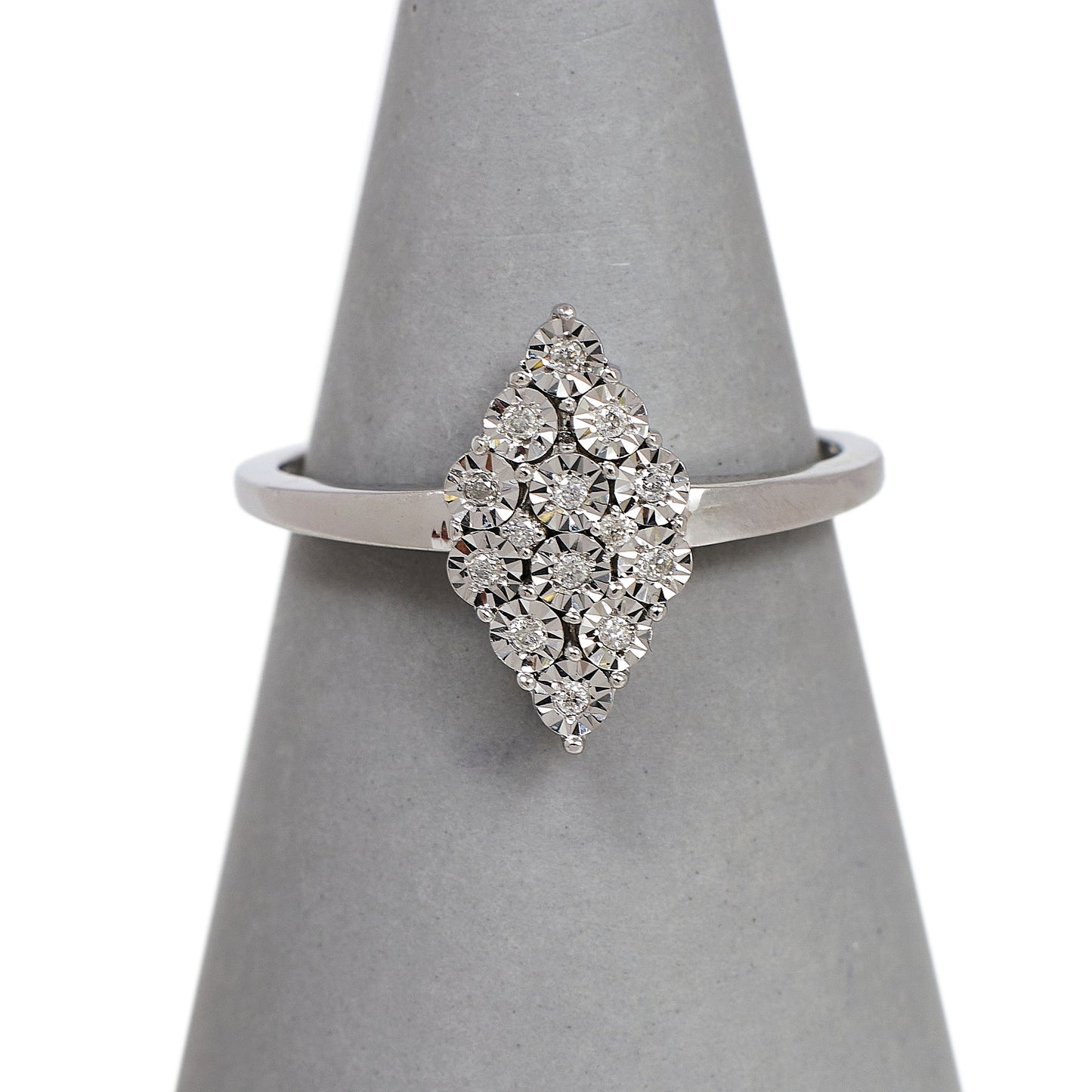Pre-Owned 9ct White Gold Rhombus Shape Diamond Cluster Ring