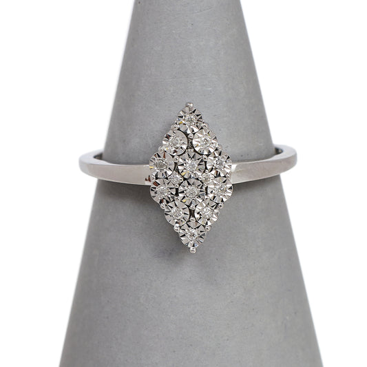 Pre-Owned 9ct White Gold Rhombus Shape Diamond Cluster Ring