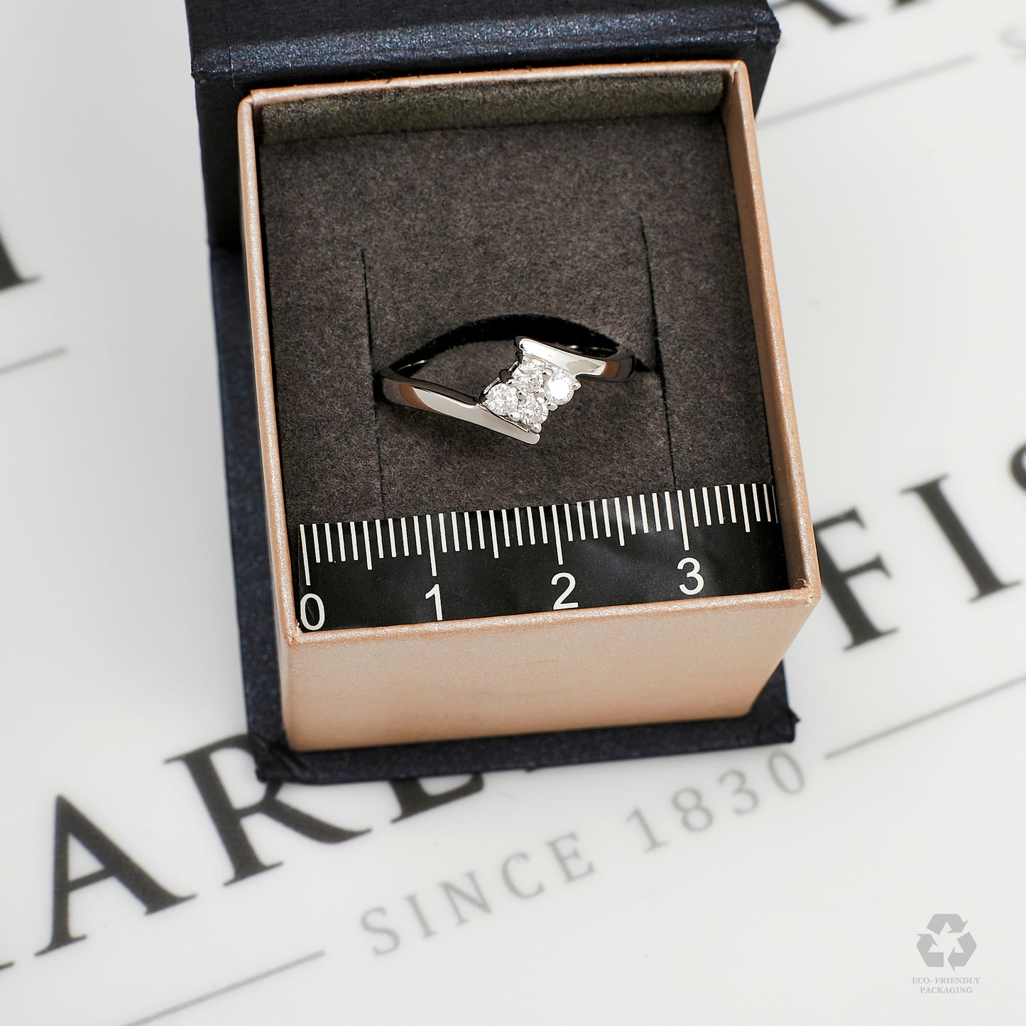 Pre-Owned 9ct White Gold & 4 Diamond Crossover Ring