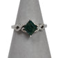 Pre-Owned 14ct White Gold Moss Agate & Diamond Ring Size L
