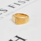 Pre-Owned 14ct Gold 4 Diamond Rectangle Signet Ring Size L.5