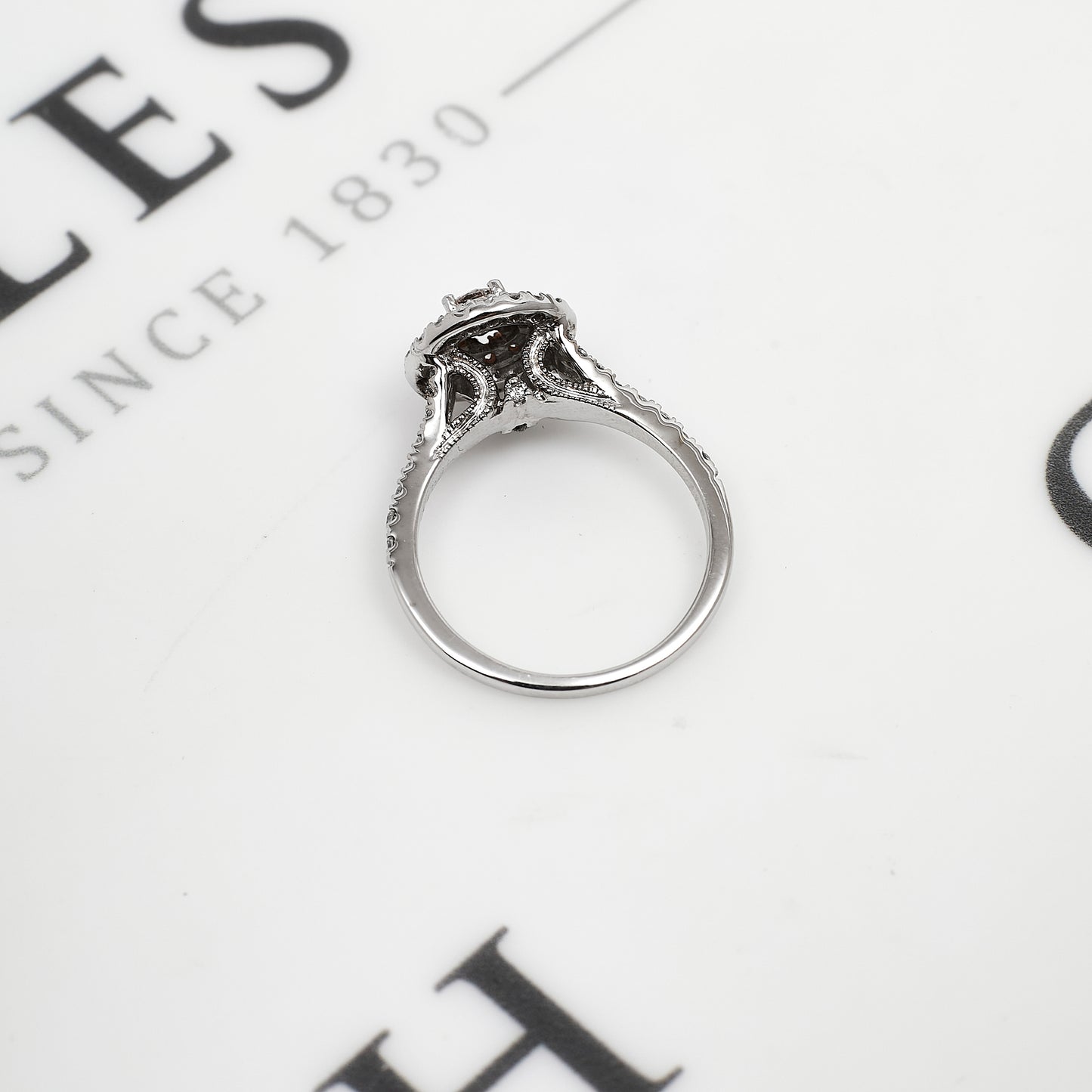 Pre-Owned 14ct White Gold Diamond Cluster Ring Size N
