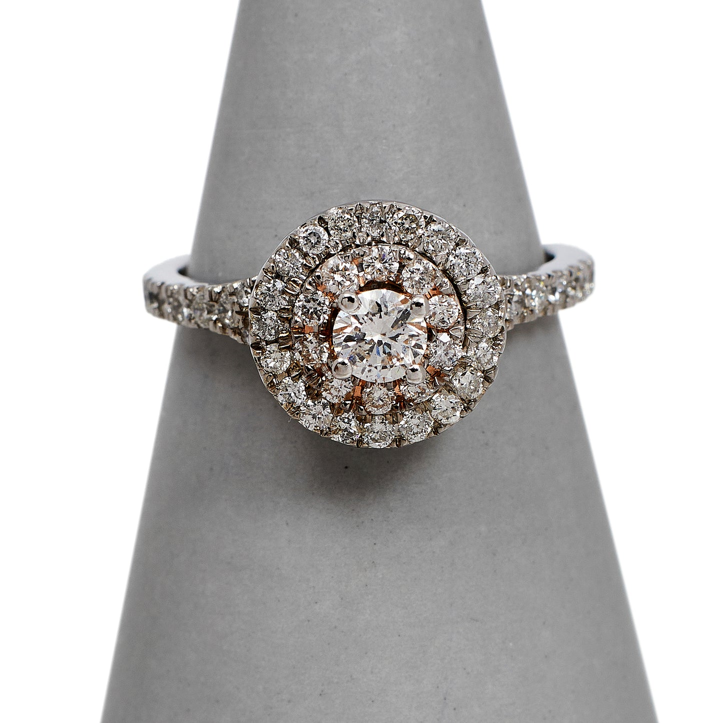 Pre-Owned 14ct White Gold Diamond Cluster Ring Size N