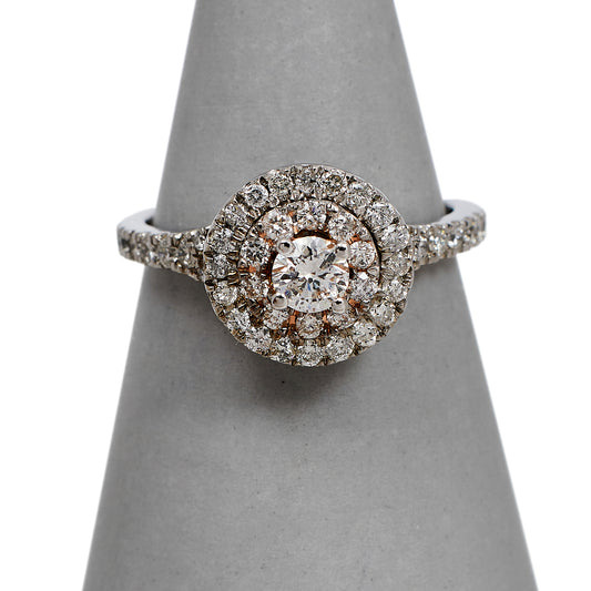 Pre-Owned 14ct White Gold Diamond Cluster Ring Size N