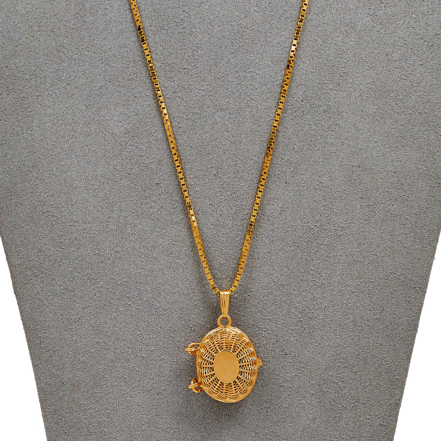 Pre-Owned 14ct Gold Wicker Basket Locket & Chain